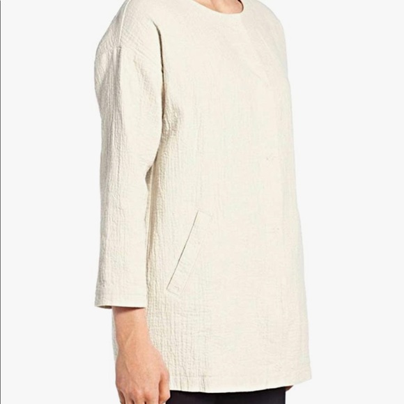 Eileen Fisher beige off-white bone linen organic cotton jacket blazer - Picture 10 of 11